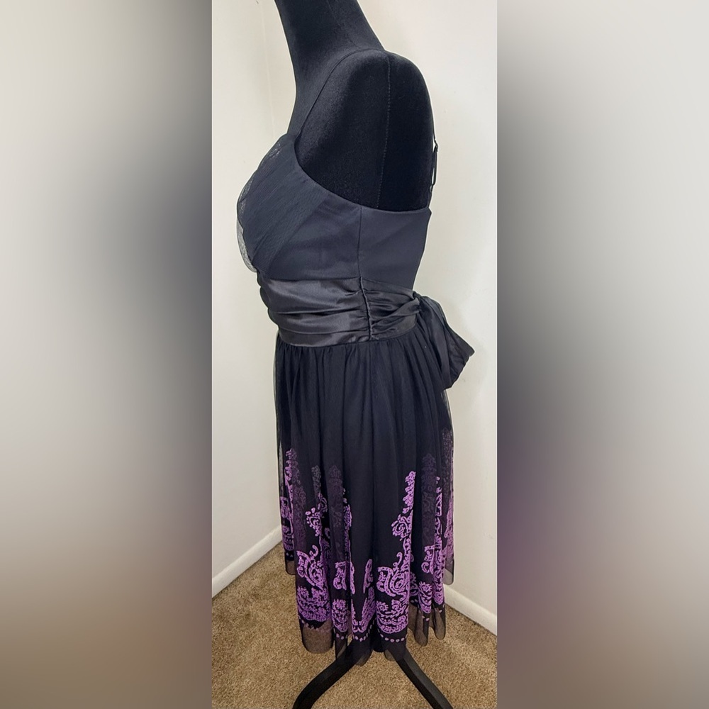 B Moss Y2K black tulle cocktail prom dress sweetheart neck purple beading 4 EUC - Picture 7 of 13